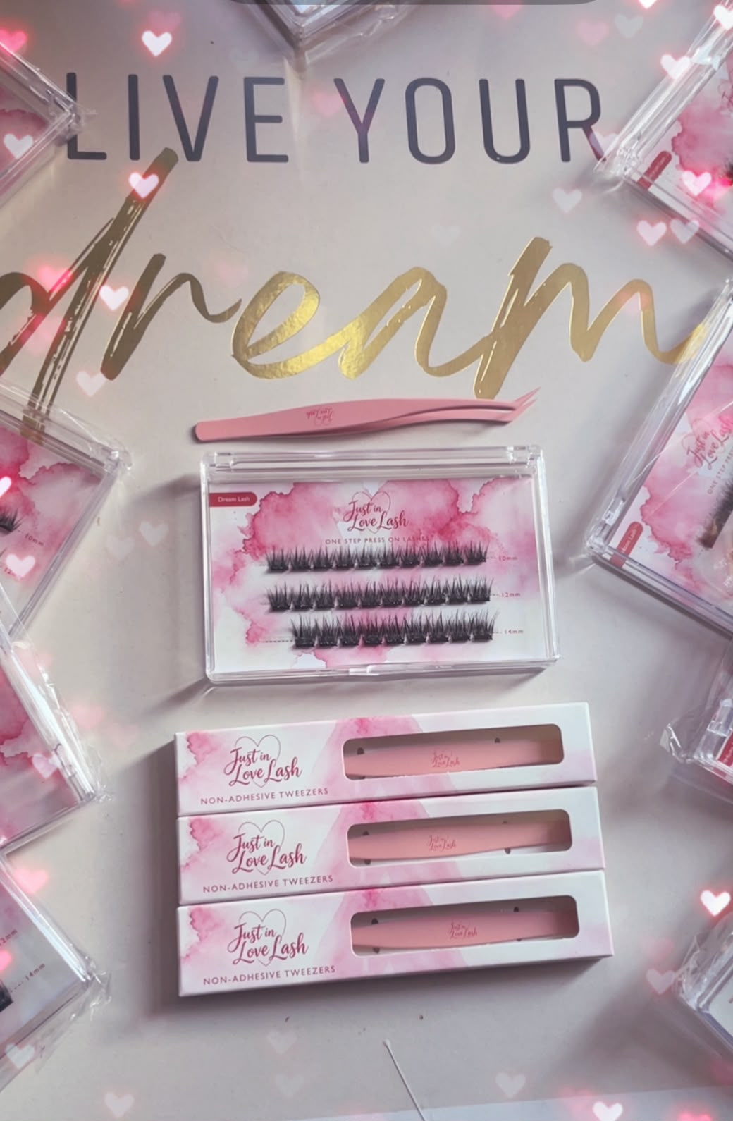 Boîte Dream Lash et pinces applicatrices Non-Adhesive Tweezers
